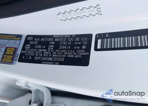 2021 Kia Forte Lxs from USA, damaged, VIN 3KPF24AD9ME281838